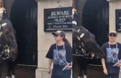 Turista es mordida por caballo de la Guardia Montada Real en Londres - VIDEO