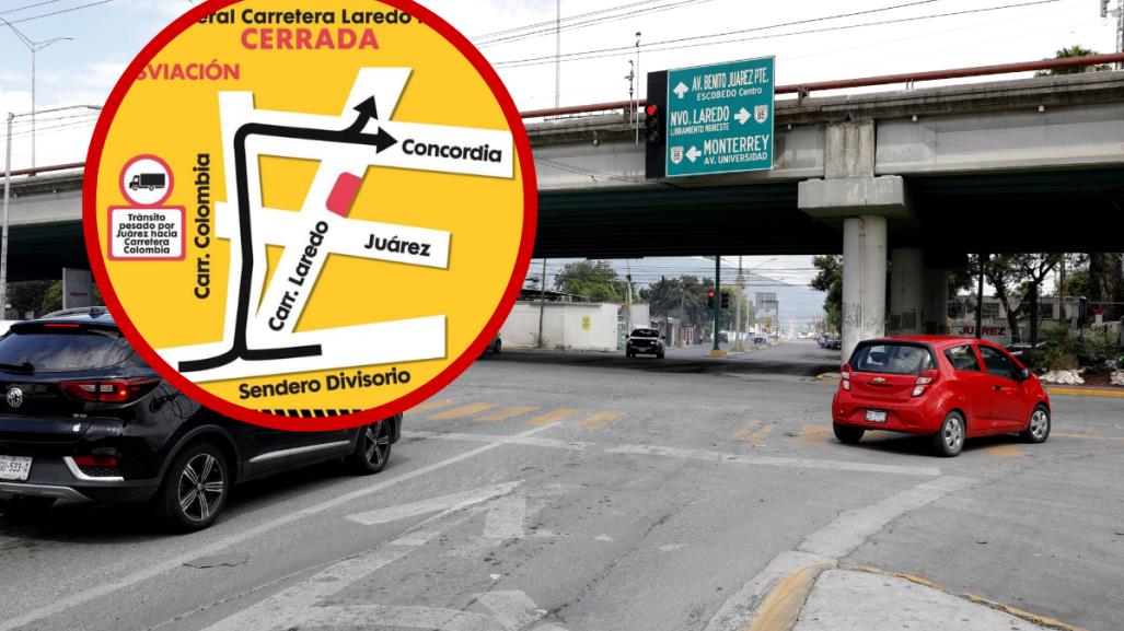 Anuncia Escobedo cierre de lateral de Carretera a Laredo en cruce con Juárez