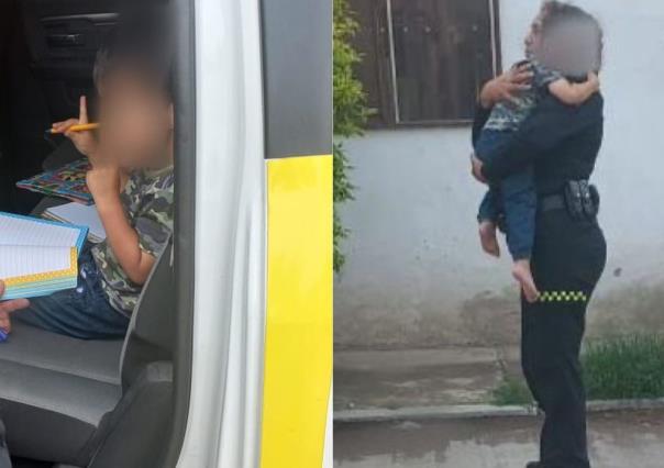 Policías resguardan a niño, no quería irse con su mamá