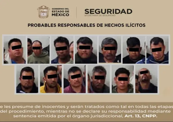 Detienen a 13 presuntos integrantes de banda de robo de transporte en Huehuetoca