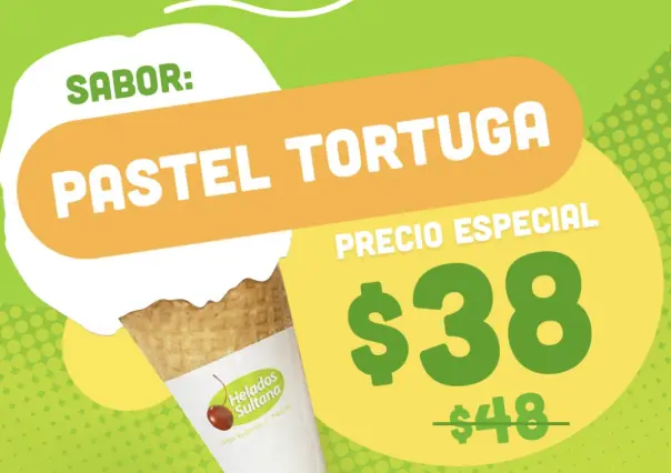 Promoción especial: helado de pastel tortuga por $38 en Helados Sultana