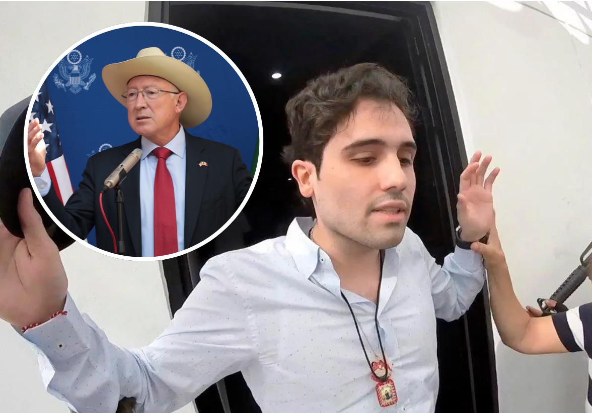 Tanto el embajador Ken Salazar como la secretaria Rosa Icela Rodríguez aseguraron que Ovidio Guzmán, hijo de El Chapo, sigue bajo resguardo en EE.UU., pese a cambios recientes en su estatus carcelario. Foto: Especial