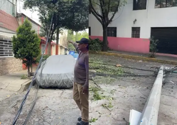 Cae poste y deja sin luz decenas de casas en la alcaldía Iztacalco