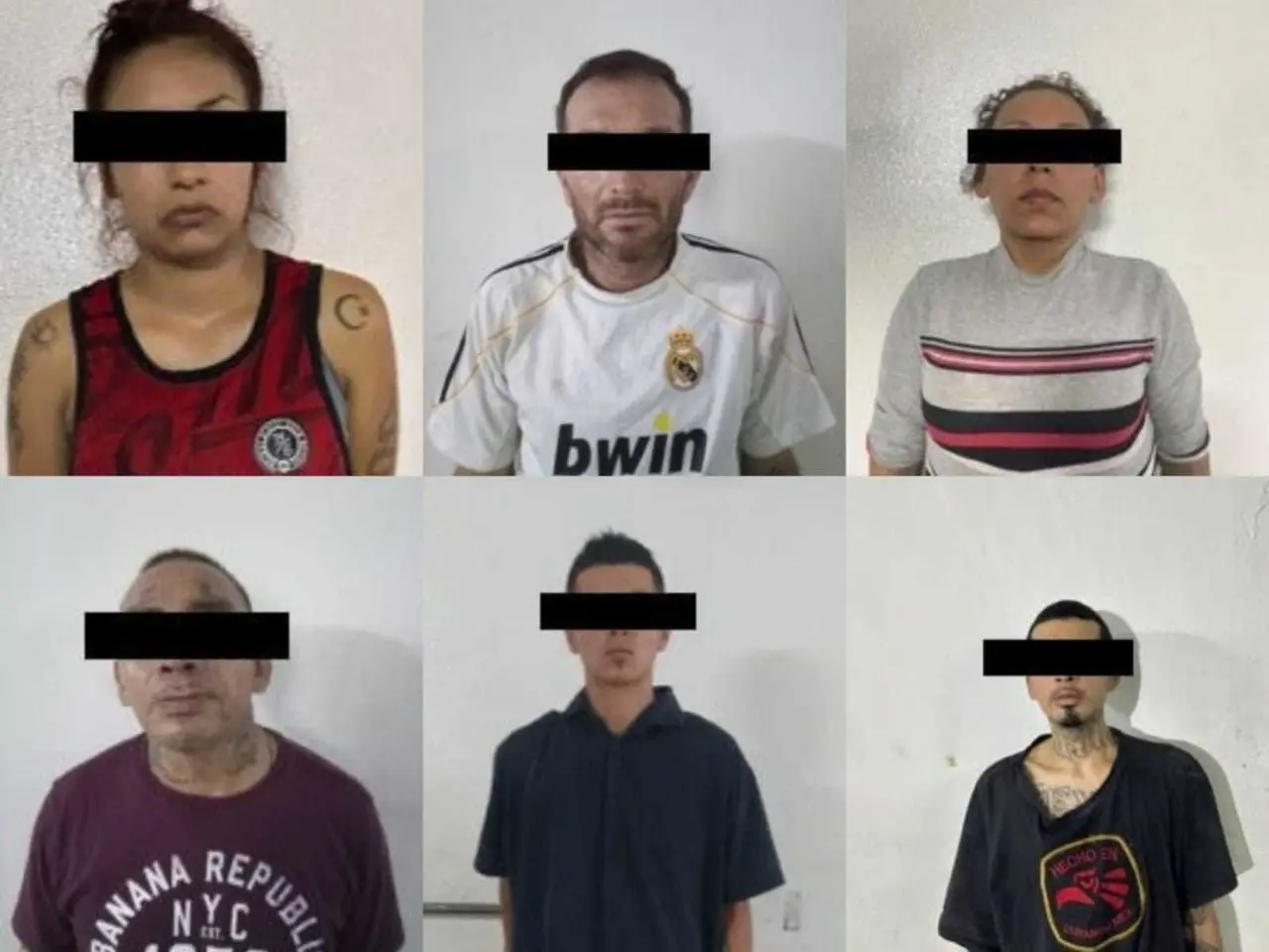 Las seis personas detenidas por las autoridades de Santa Catarina. Foto: Secretaria de Seguridad Pública de Santa Catarina