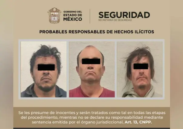 Caen tres por robo de vehículo; les aseguran arma larga