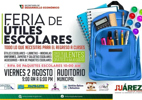 Alcalde de Juárez anuncia Feria de Útiles Escolares