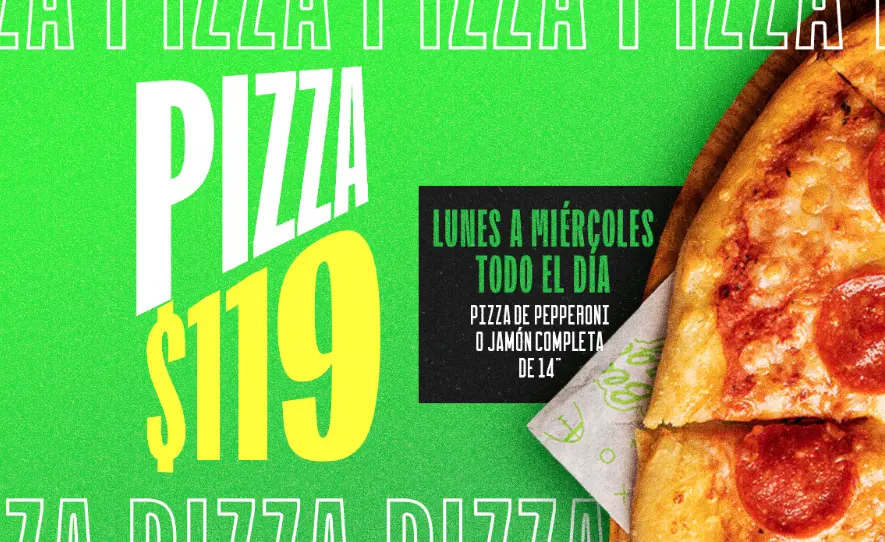 Promoción especial de pizza en Coltons