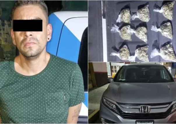 Policía de Monterrey detiene a hombre con 15 bolsitas de marihuana