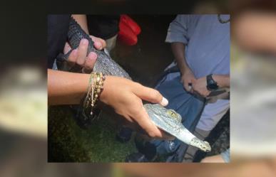 Capturan cocodrilo en parque hundido del poniente en Mérida