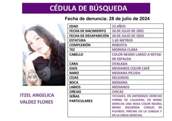 Buscan a Itzel Angelica, mujer de 23 años desaparecida en Durango