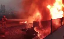 Tráiler incendiado sobre la Autopista Saltillo-Monterrey paraliza el tráfico