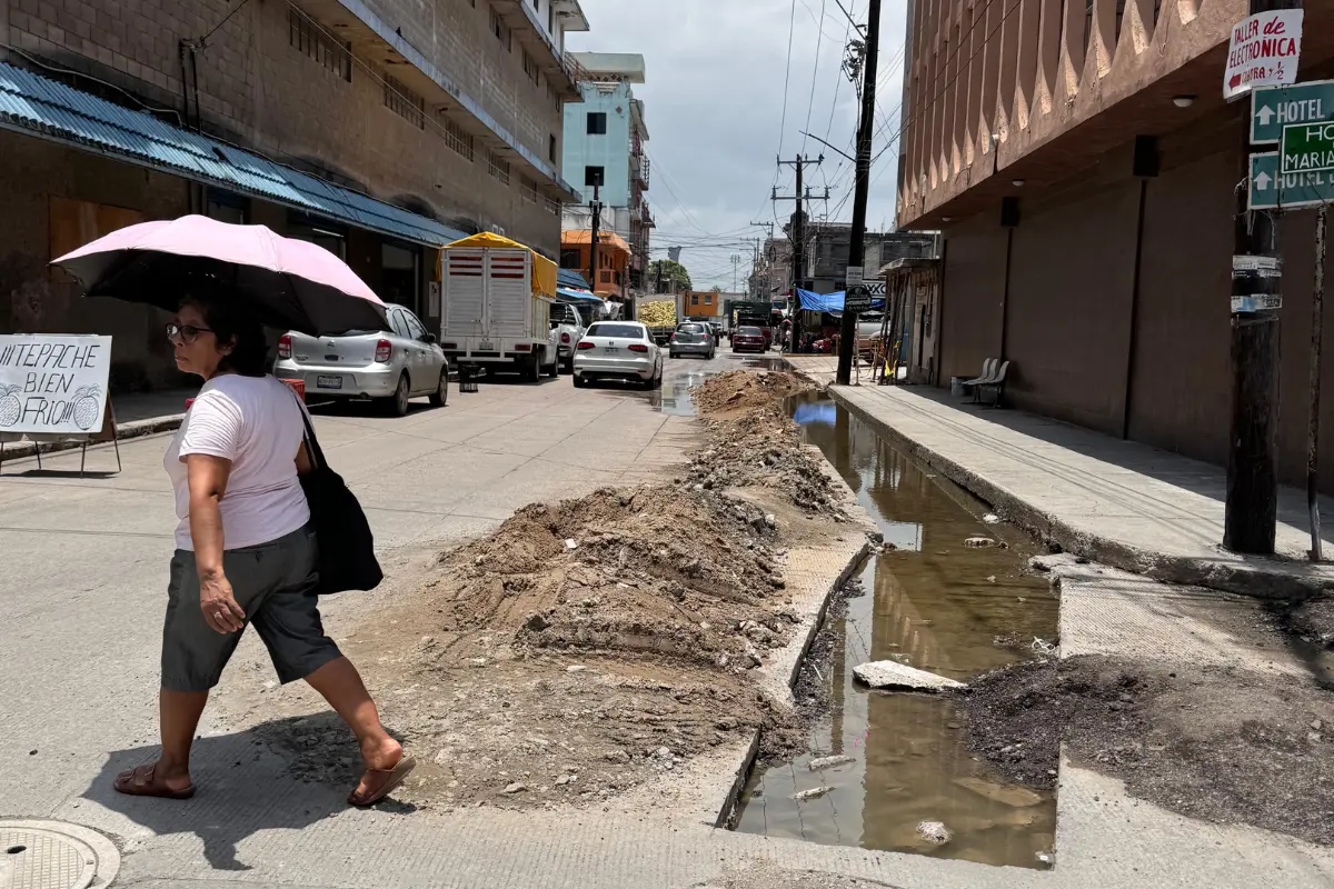 Obra hidrosanitaria inconclusa en la zona conurbada sur de Tamaulipas. Foto: Axel Hassel