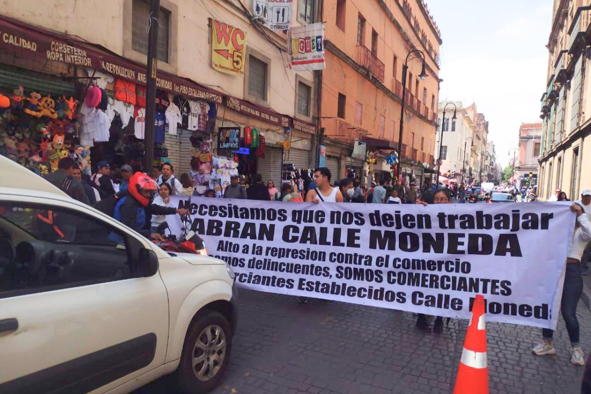 Protesta de comerciantes de Moneda. Foto: Ramón Ramírez