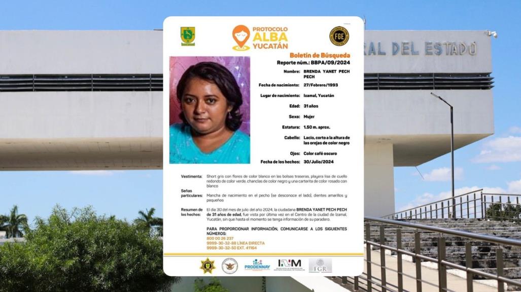 Desaparece mujer de 30 años en Izamal, activan Protocolo Alba para su búsqueda