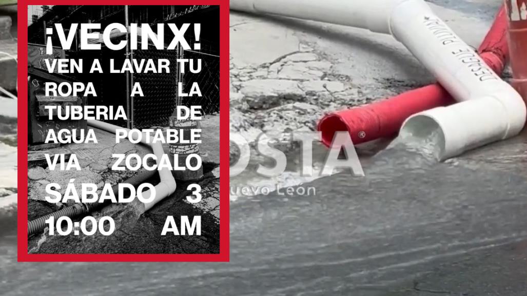 Convocan vecinos lavado masivo de ropa en venero del Centro de Monterrey