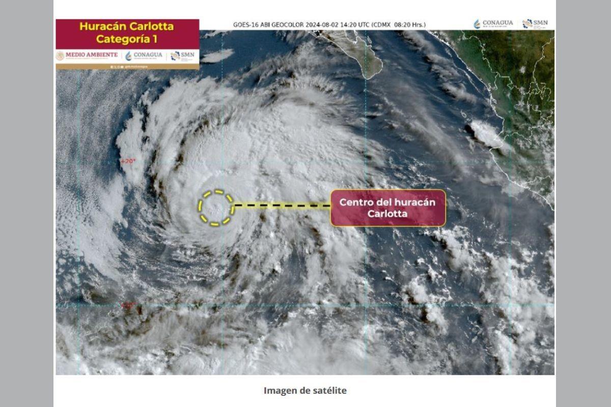 Imagen de satélite de Carlotta. Foto: X @conagua_clima