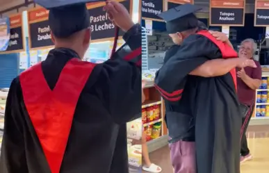 Joven con toga de graduación sorprende a su padre mientras trabajaba (VIDEO)