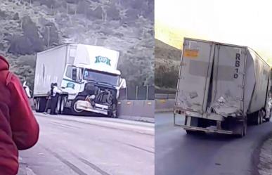 Accidente entre dos tráileres complica el tráfico en “Los Chorros” en Saltillo