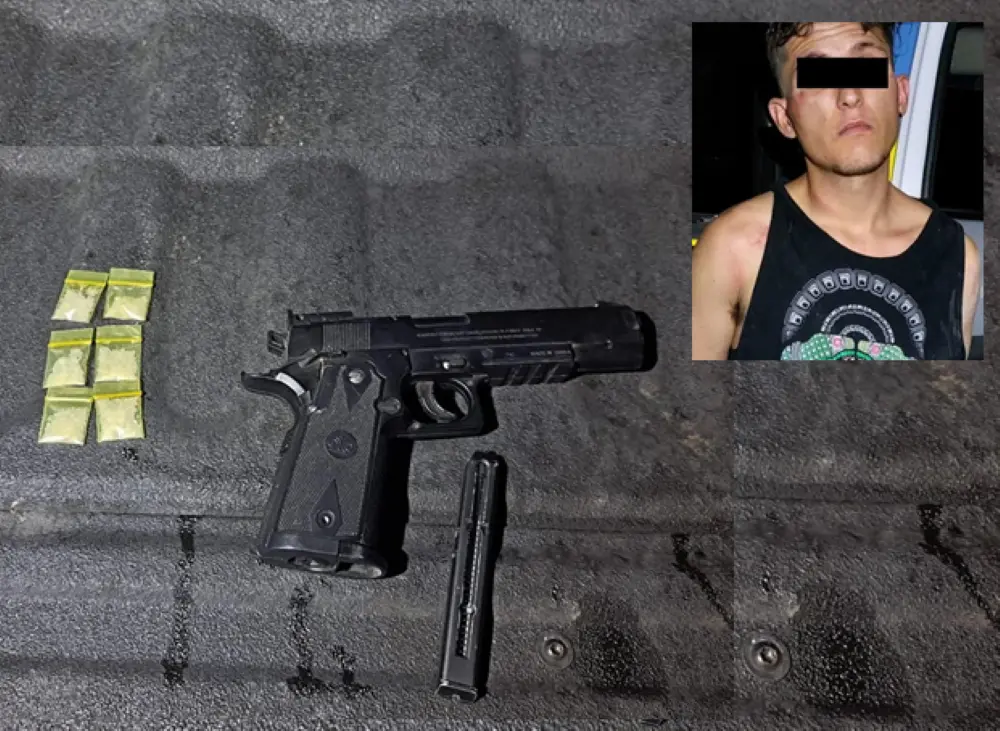 Detienen a joven sospechoso de 23 años con droga y arma en Monterrey