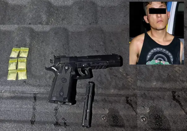 Detienen a joven sospechoso de 23 años con droga y arma en Monterrey