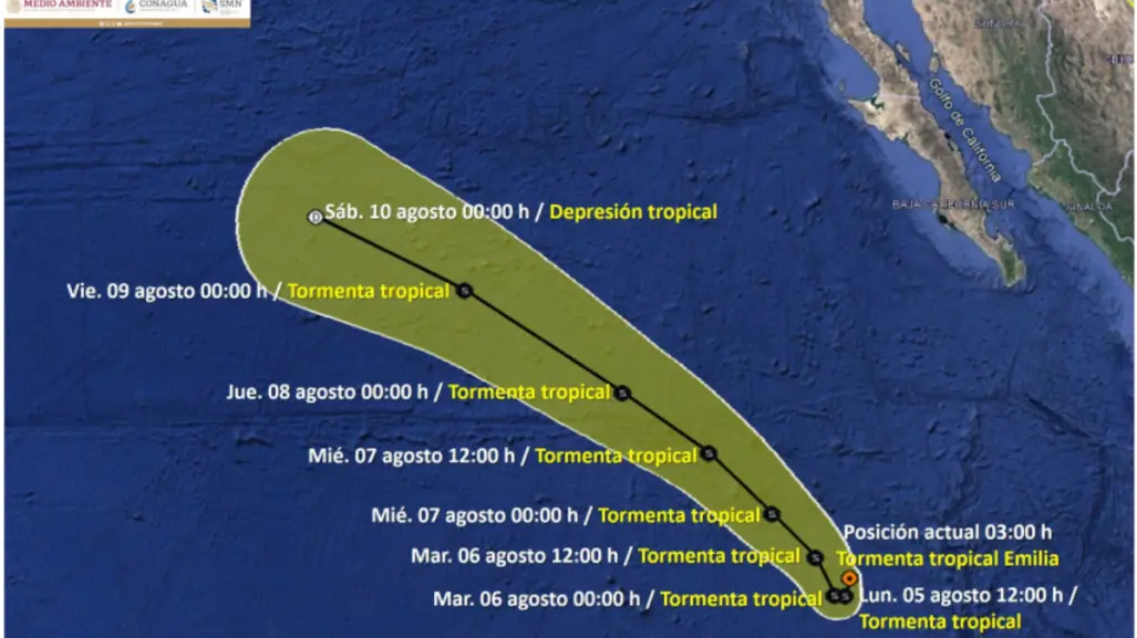 Se crea tormenta tropical Emilia al Suroeste de Baja California Sur