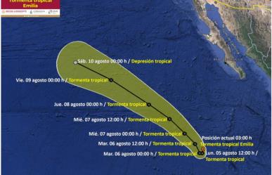 Se crea tormenta tropical Emilia al Suroeste de Baja California Sur