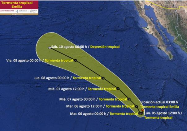 Se crea tormenta tropical Emilia al Suroeste de Baja California Sur