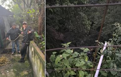 Amor sin fronteras; hombre desciende en una barranca para rescatar a su novia