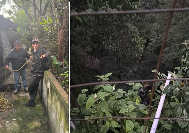 Amor sin fronteras; hombre desciende en una barranca para rescatar a su novia