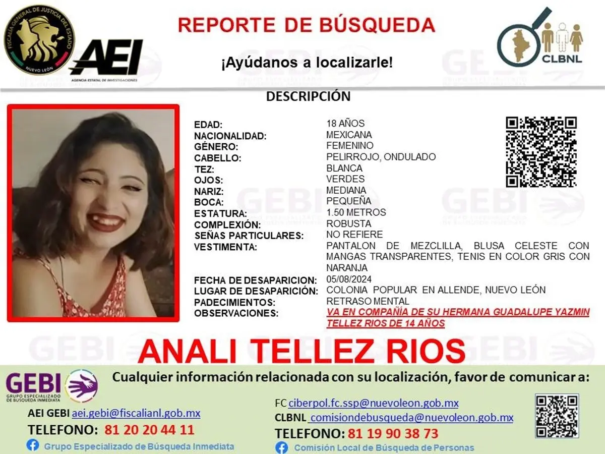 Analí Tellez Ríos. Foto: Facebook Agencia Estatal de Investigaciones,