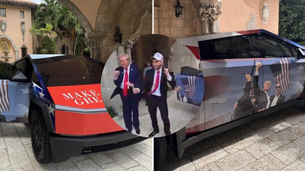 Le regalan una Cybertruck personalizada a Donald Trump