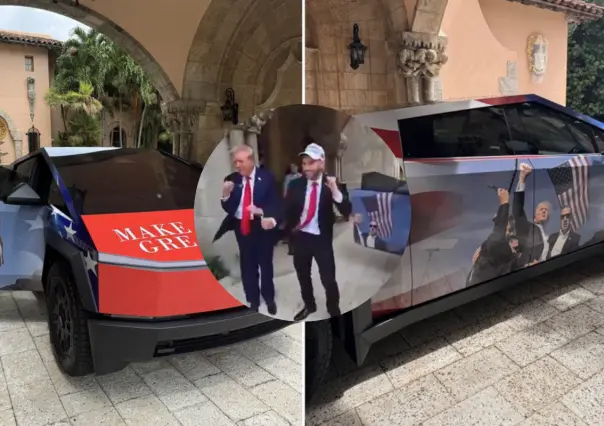 Le regalan una Cybertruck personalizada a Donald Trump