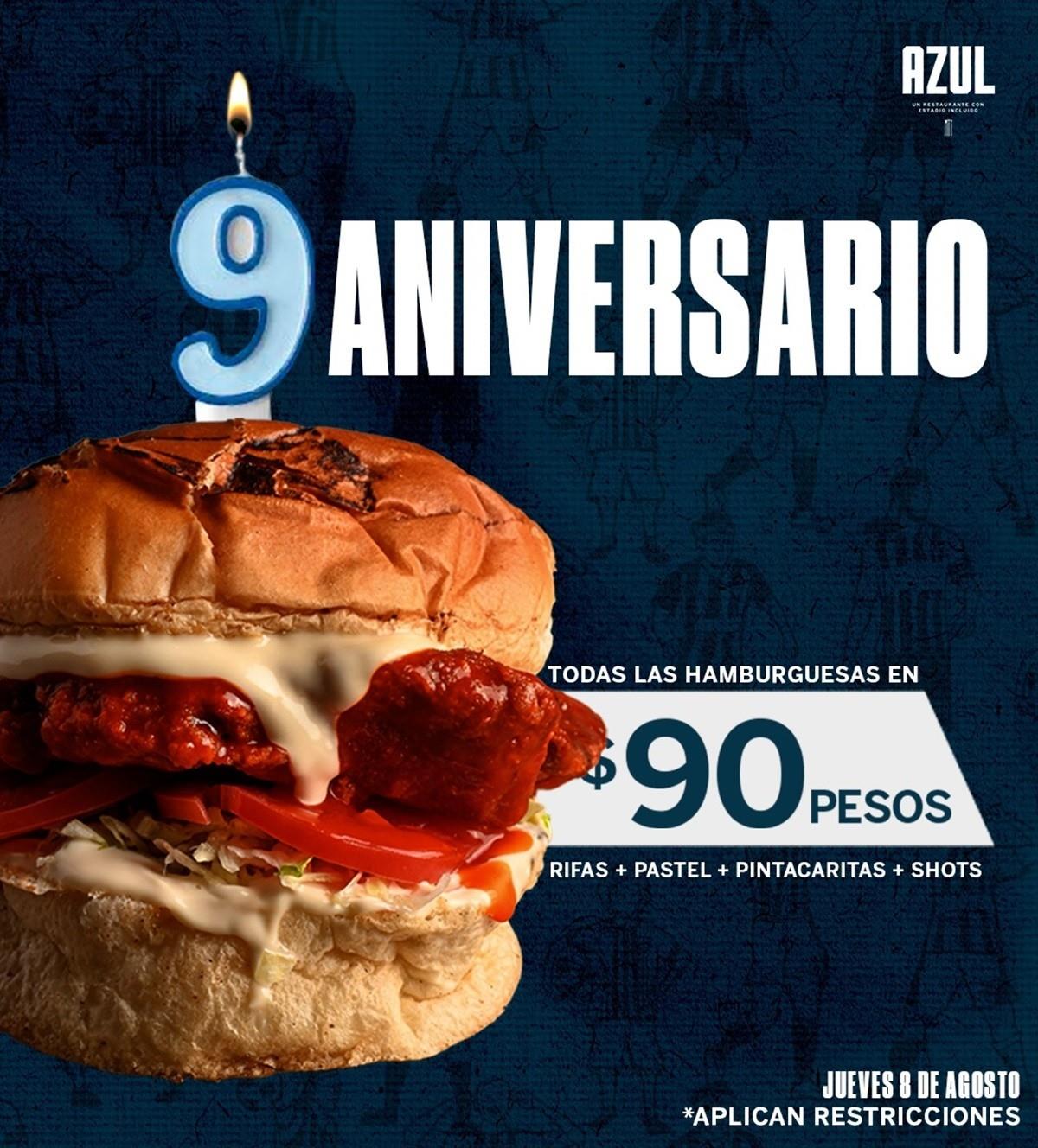 Promoción de hamburguesa de restaurante Azul. Foto: Facebook AZUL RESTAURANT BAR