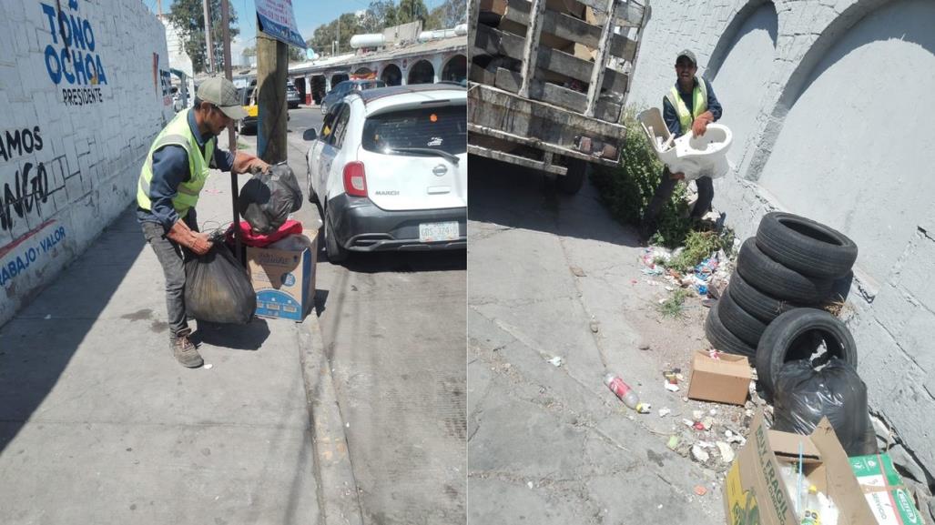 Servicios Públicos limpia basurero de Central camionera