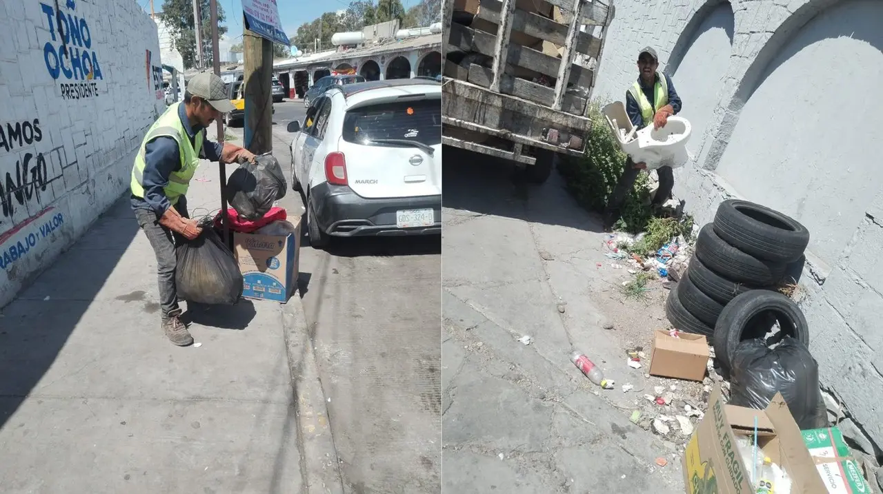 Servicios Públicos limpia basurero de Central camionera