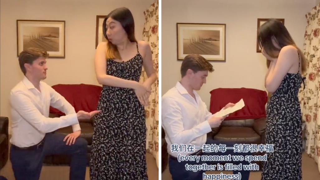 Joven aprende a hablar chino para pedir matrimonio a su novia | VIDEO