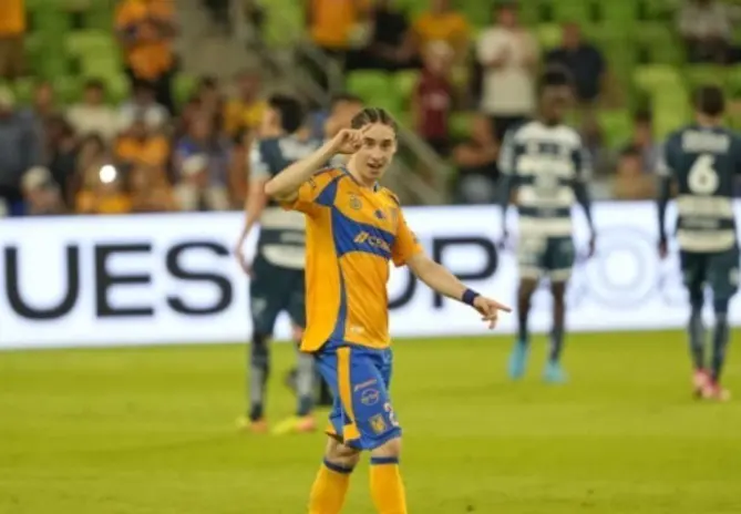 Marcelo Flores en el festejo por su gol ante Pachuca en la Leagues Cup. Foto: LEAGUES CUP