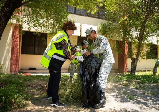 Guardia Nacional colabora en brigadas de Escuelas Dignas y Seguras en Nuevo León