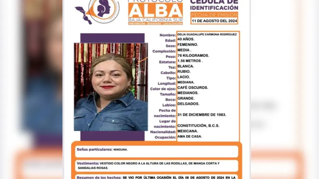 Activan protocolo Alba para localizar mujer en Mulegé