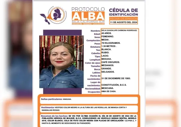 Activan protocolo Alba para localizar mujer en Mulegé