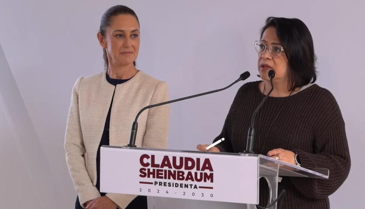 Emilia Esther Calleja Alor durante su presentación como próxima titular de la CFE a lado de Claudia Sheinbaum. Captura de pantalla / YouTube