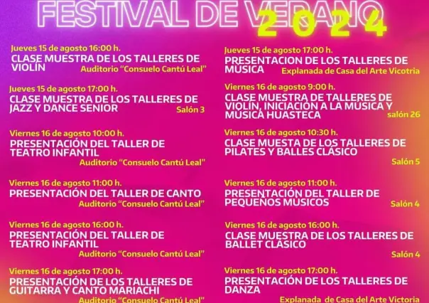 Casa del Arte Victoria invita a disfrutar festivales de fin de cursos de verano