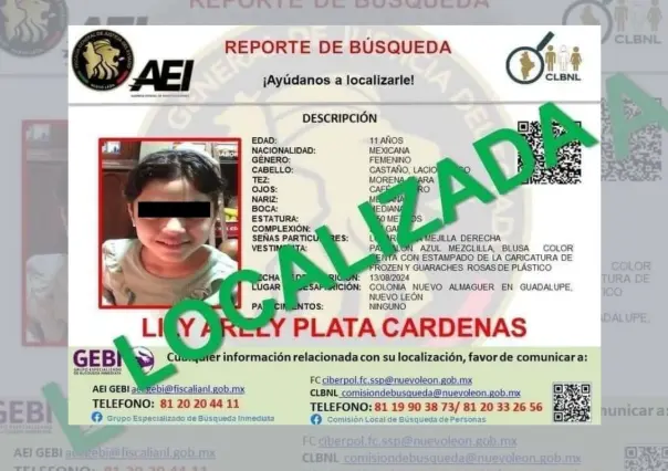 Localizan con vida a menor desaparecida en la Nueva Almaguer