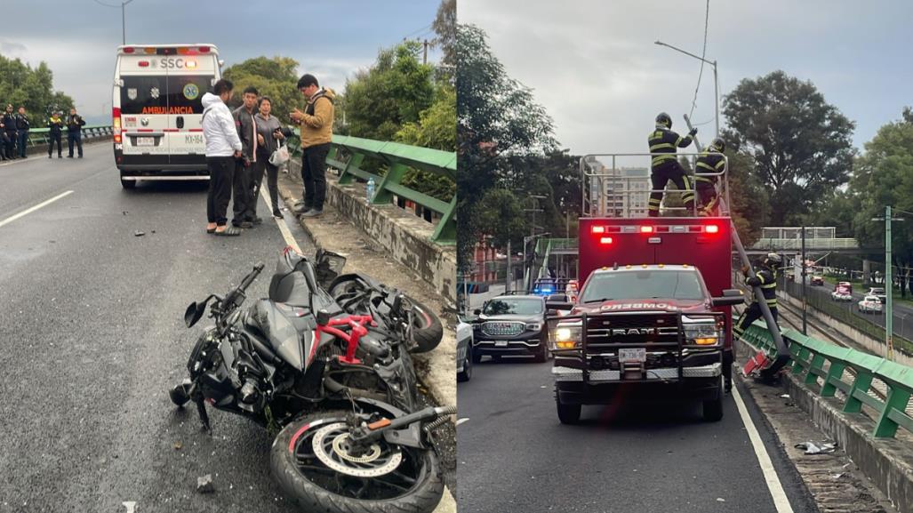 Suspenden tren ligero tras caída de luminaria en zona de vías en Coyoacán