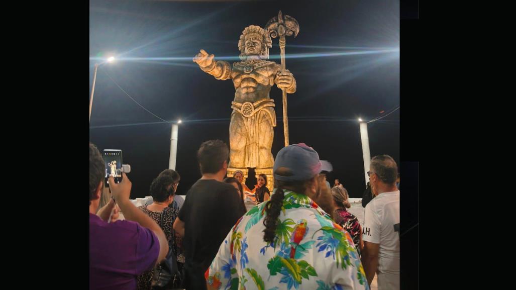 Estatua gigante de Chaac, así luce el nuevo atractivo de Telchac Puerto