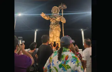 Estatua gigante de Chaac, así luce el nuevo atractivo de Telchac Puerto