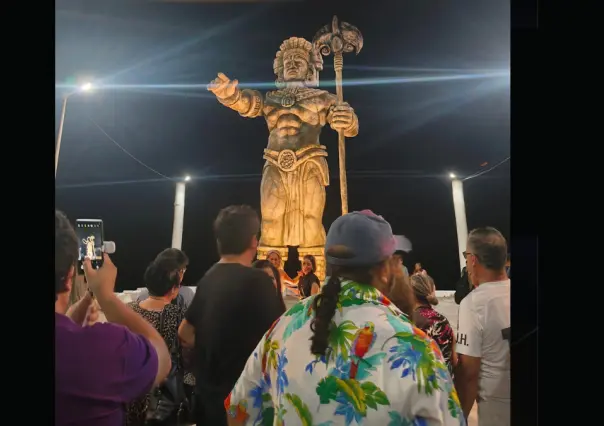 Estatua gigante de Chaac, así luce el nuevo atractivo de Telchac Puerto