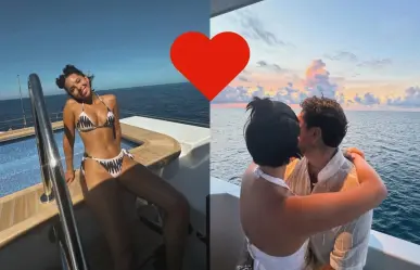 Tan embarazada no se ve, Nodal presume a su esposa en bikini.