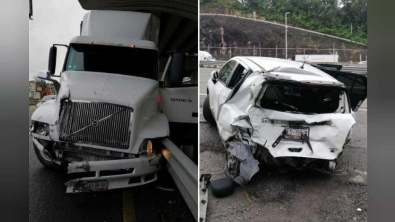 Colisión en la México-Toluca deja tres heridos. Foto: Especial