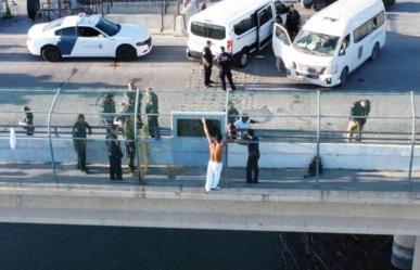 Migrante intenta arrojarse al Río Bravo desde Puente Internacional II en Piedras